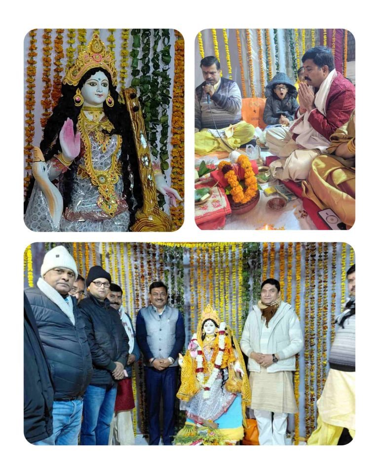 देवी सरस्वती के मंत्रों से गुंजायमान हुआ पूजा परिसर, बिहारी महासभा ने श्रद्धा-भाव से मनाई बसंत पंचमी