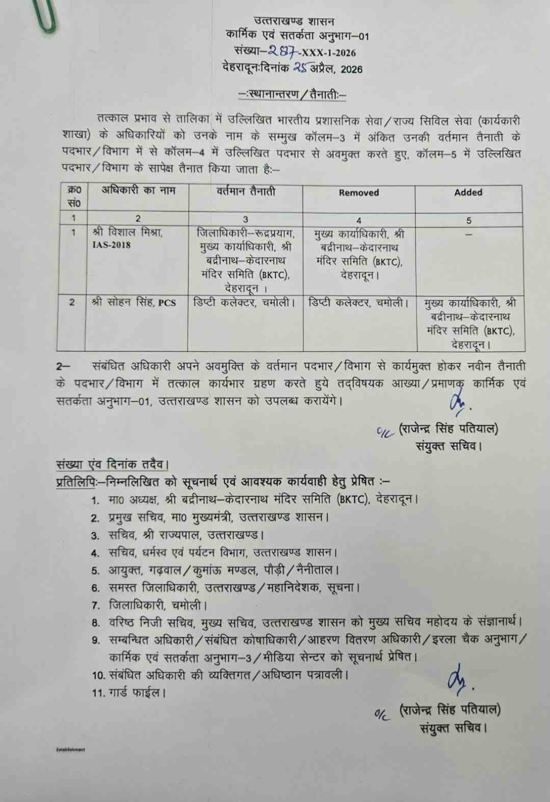 सोहन सिंह रांगड बने बीकेटीसी के मुख्य कार्याधिकारी