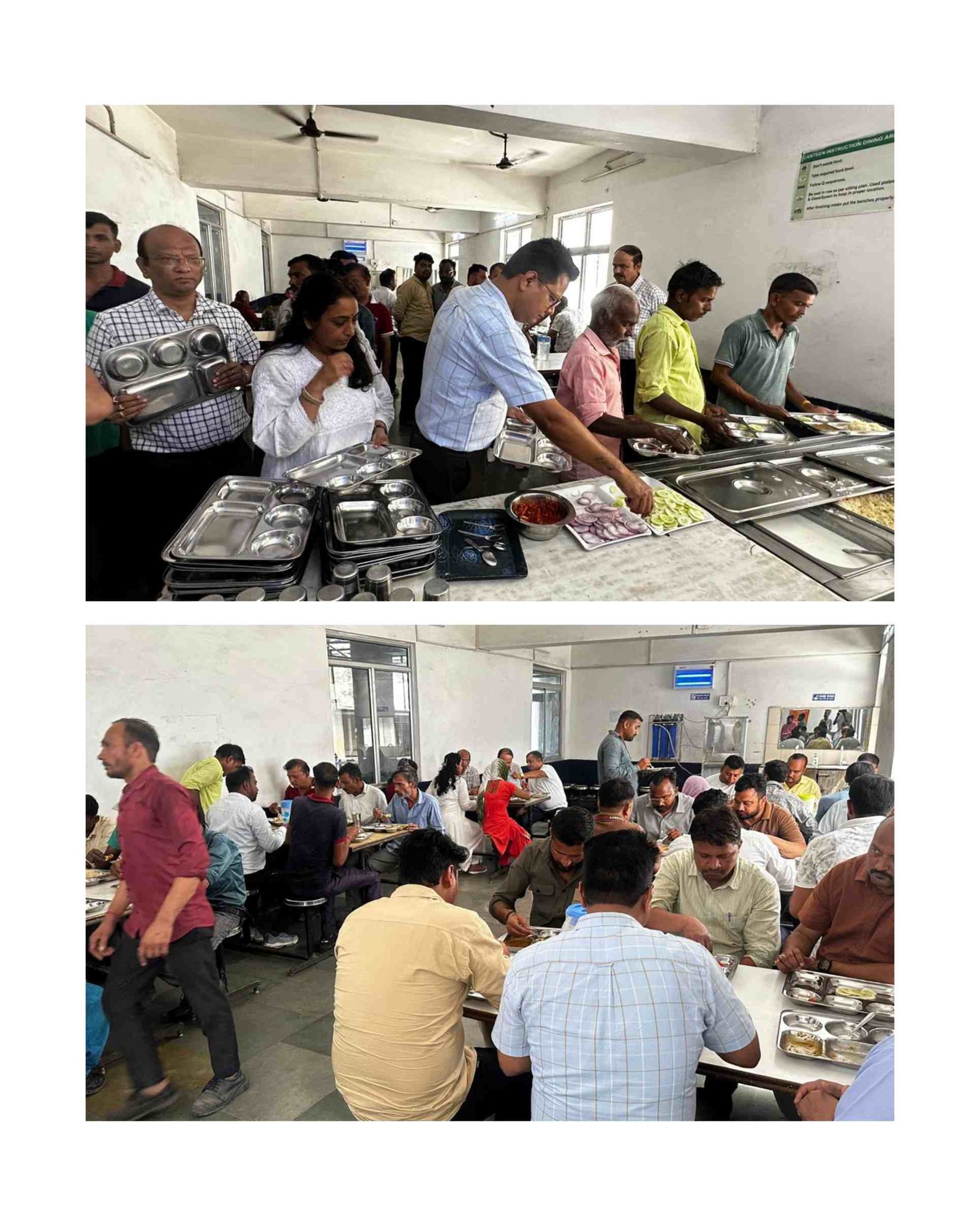 सिडकुल की कंपनी में श्रमिकों संग बैठे श्रम अधिकारी, भोजन की गुणवत्ता और समस्याओं का लिया जायजा
