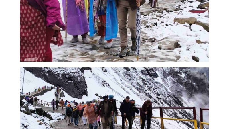 जब बर्फबारी बनी चुनौती, तब चौकी प्रभारी अमनदीप सिंह बने श्रद्धालुओं का सहारा