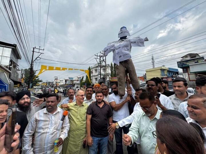 खड़गे के कार्यक्रम स्थल के कथित शुद्धिकरण पर कांग्रेस का विरोध, वैभव वालिया ने फूंका भाजपा का पुतला
