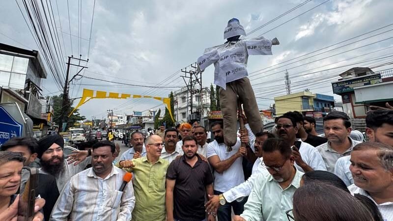 खड़गे के कार्यक्रम स्थल के कथित शुद्धिकरण पर कांग्रेस का विरोध, वैभव वालिया ने फूंका भाजपा का पुतला