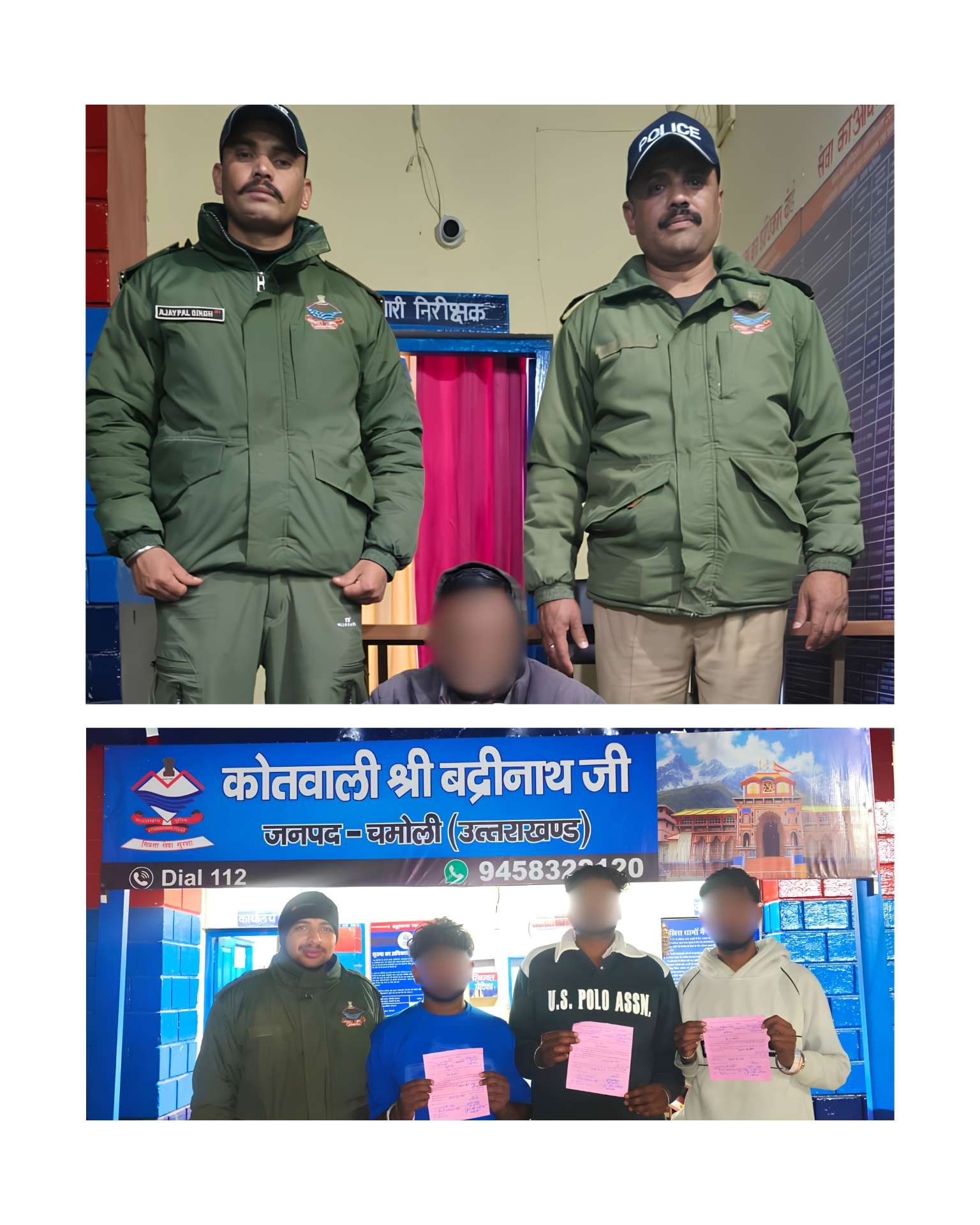 बद्रीनाथ धाम में पुलिस का डबल एक्शन: 25 लीटर कच्ची शराब बरामद, मंदिर परिसर में अशोभनीय हरकत करने वाले तीन युवक चालान