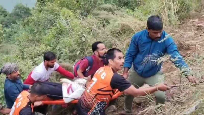 देवप्रयाग में दर्दनाक सड़क हादसा, वैगनआर कार गहरी खाई में गिरी, चालक सहित दो की मौत, तीन घायल